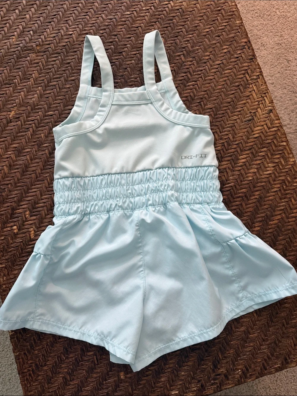 Nike Mint Blue Athletic Romper with Pink Swoosh